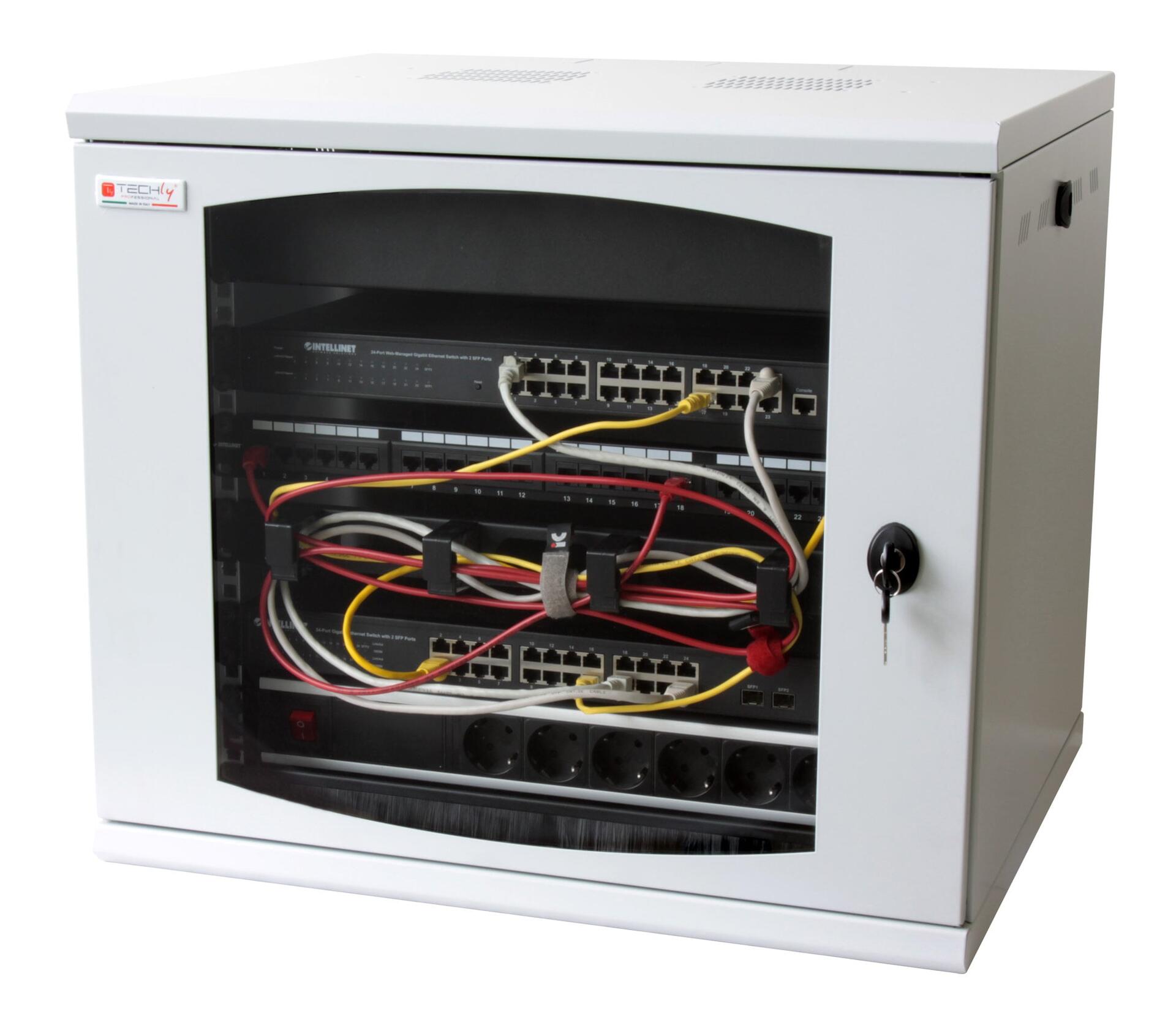 Armadio Rack 19'' a muro 10 unità sezione unica prof. 500mm Grigio