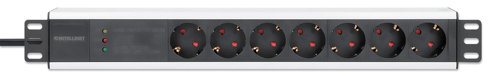 Multipresa per Rack 19'' 7 posti Spina Schuko Angolata 1U