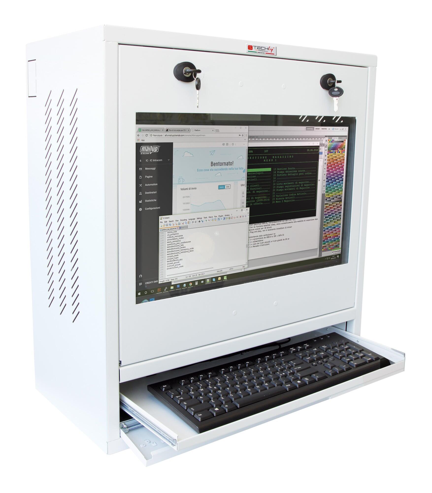 Armadio di sicurezza per PC, monitor LCD e tastiera Bianco