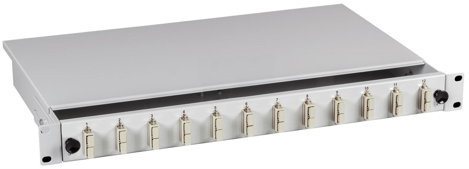 Cassetto Ottico 19'' con 24 bussole SC Duplex Monomodale Grigio