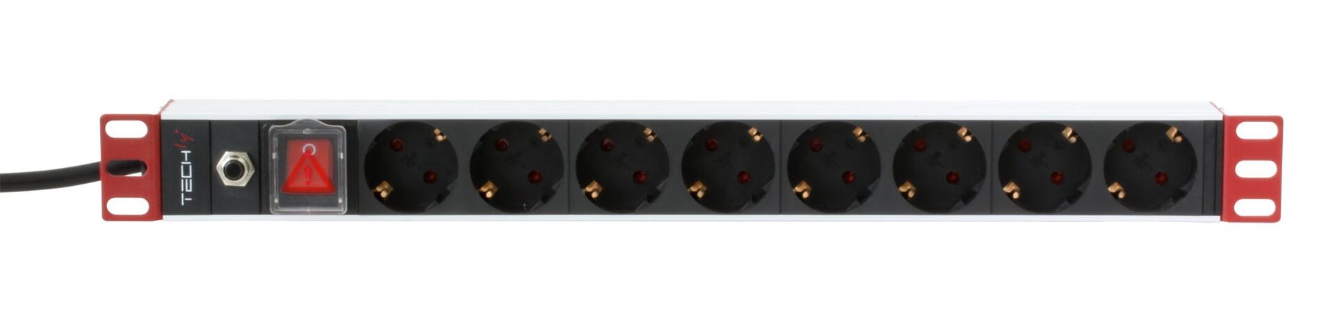 Multipresa 8 Posti da Rack 19'' Spina Schuko Angolata 1U