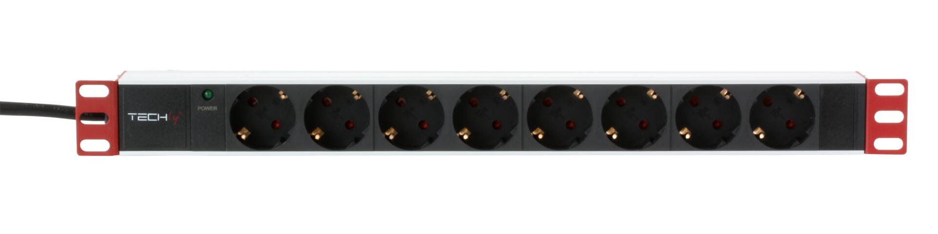 Multipresa 8 Posti da Rack 19'' Spina Schuko Angolata 1U