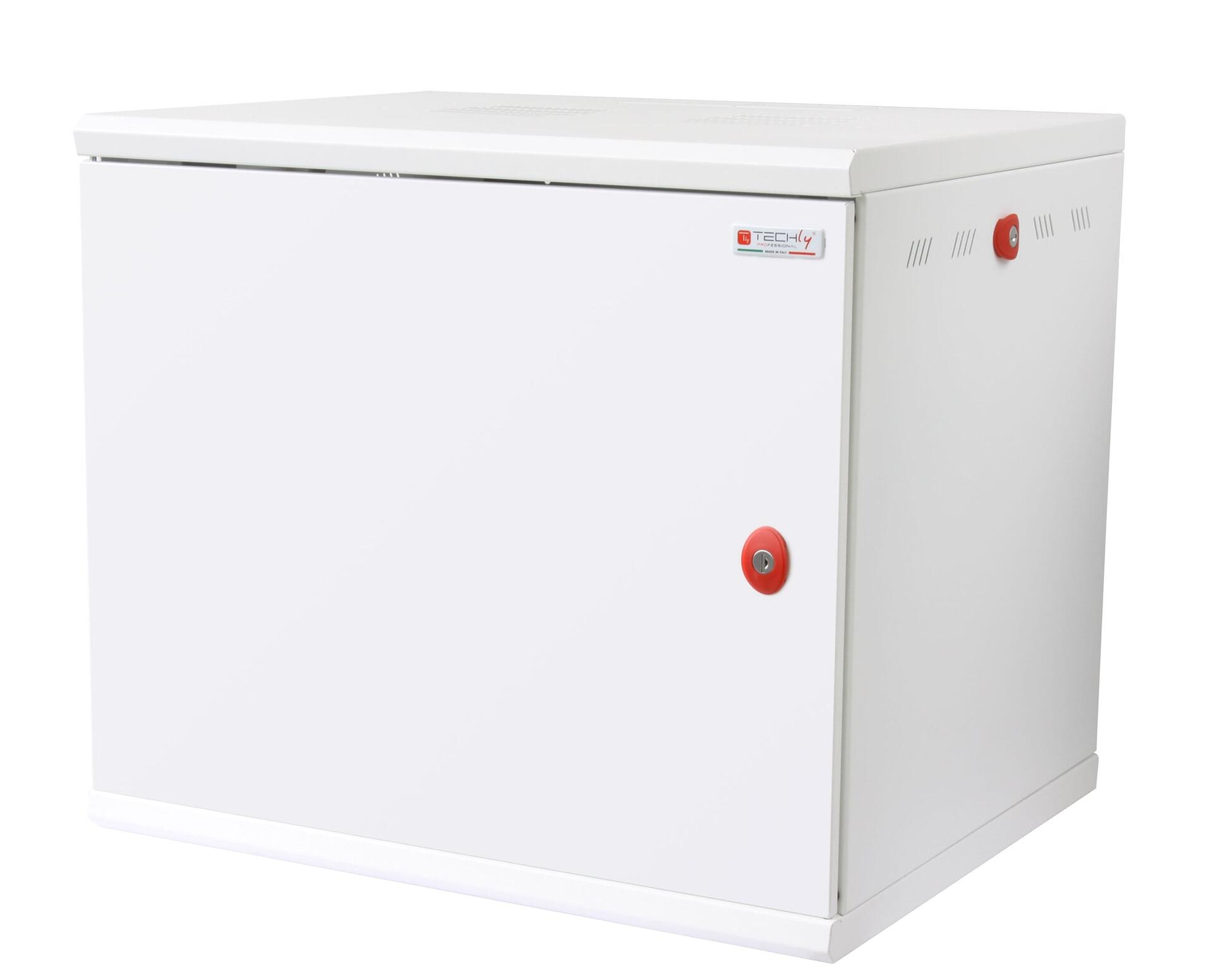 Armadio Rack 19'' a muro 16U sezione unica P.600mm Porta Cieca Bianco