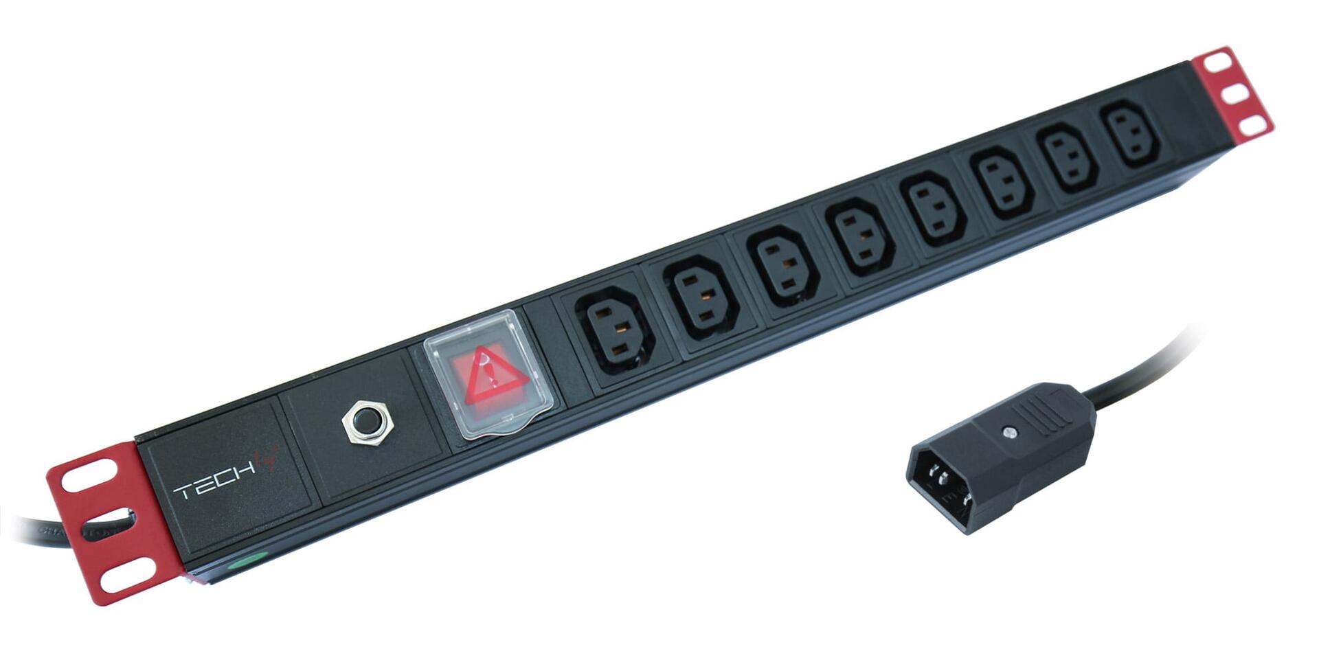 Multipresa 8 Posti C13 da Rack 19'' con Interruttore e Protezione Termica Spina C14 1U