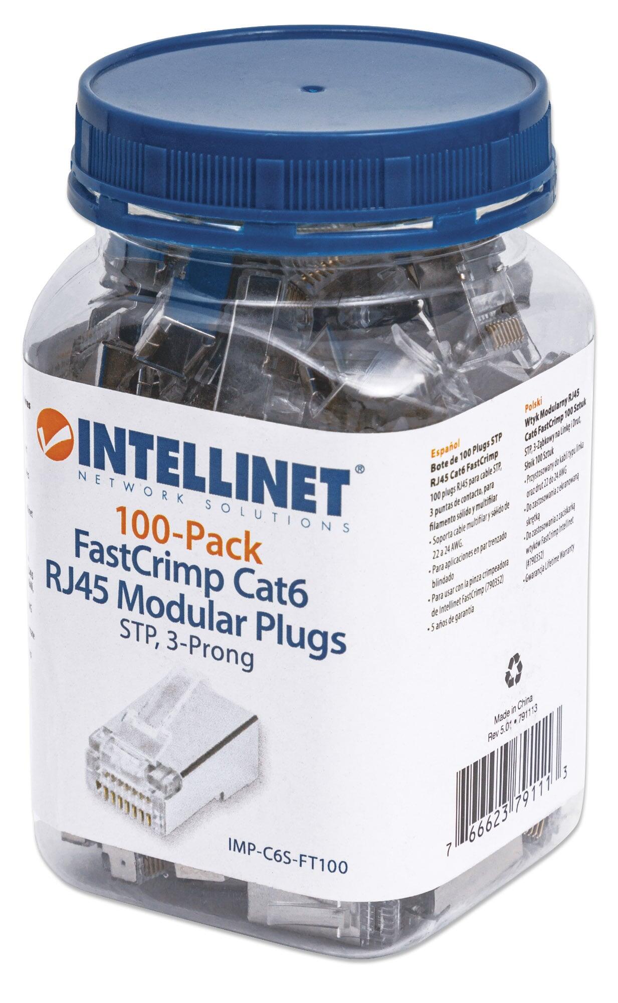 Confezione 100 Plug modulari RJ45 passanti Cat6 FastCrimp