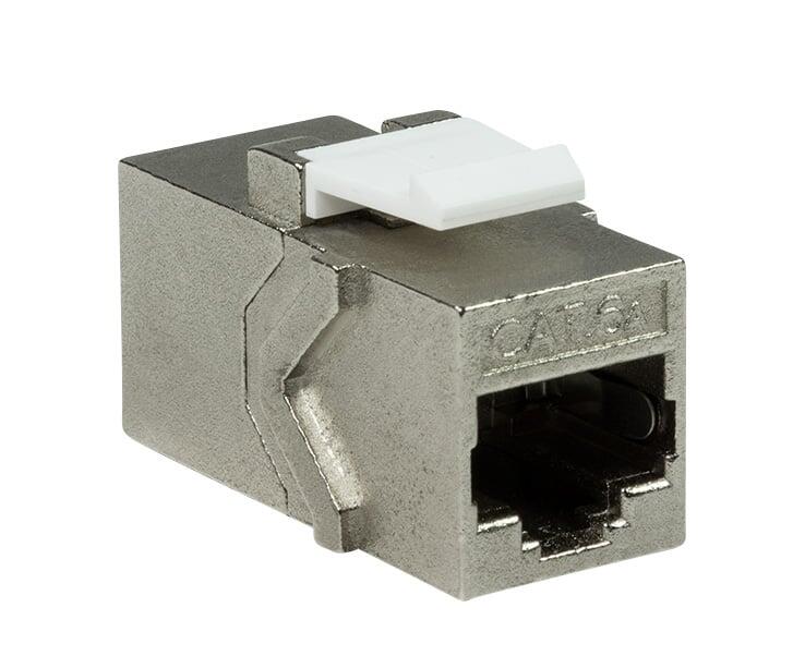 Accoppiatore Cat.6A Keystone 2xRJ45 STP Larghezza solo 14,6 mm Silver