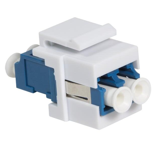 Giunto Fibra LC Duplex Monomodale per Keystone Blu e Bianco