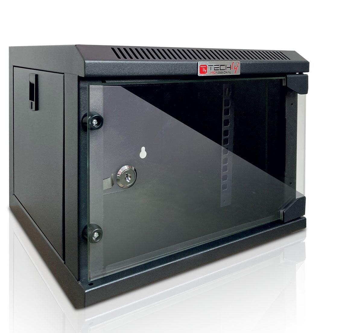 Armadio Rack 10'' a Muro 4 Unità Pannelli Asportabili Nero