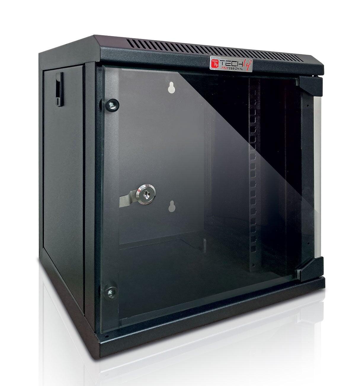 Armadio Rack 10'' a Muro 9 Unità Pannelli Asportabili Nero