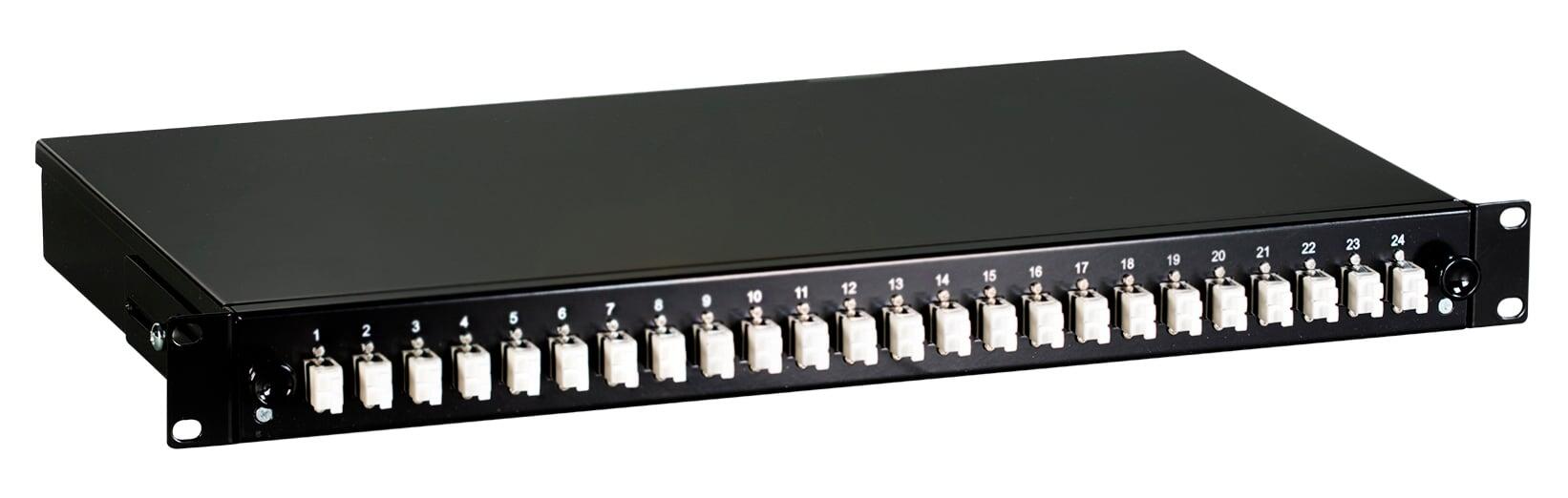 Cassetto Ottico 19'' con 24 bussole LC Duplex Multimodale OM2 Nero