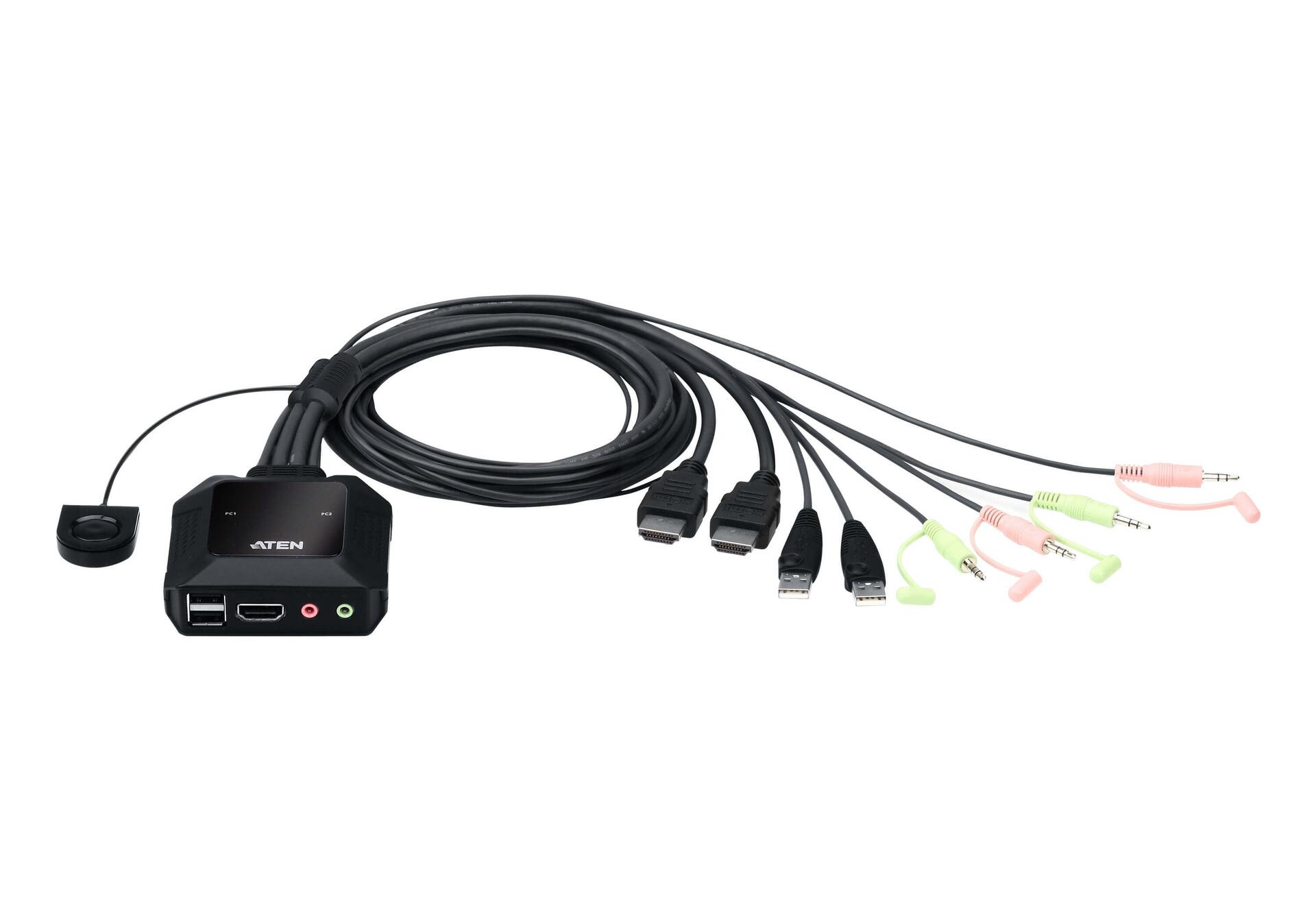 Switch KVM USB 4K HDMI a 2 porte con Selettore Porta Remota, CS22H