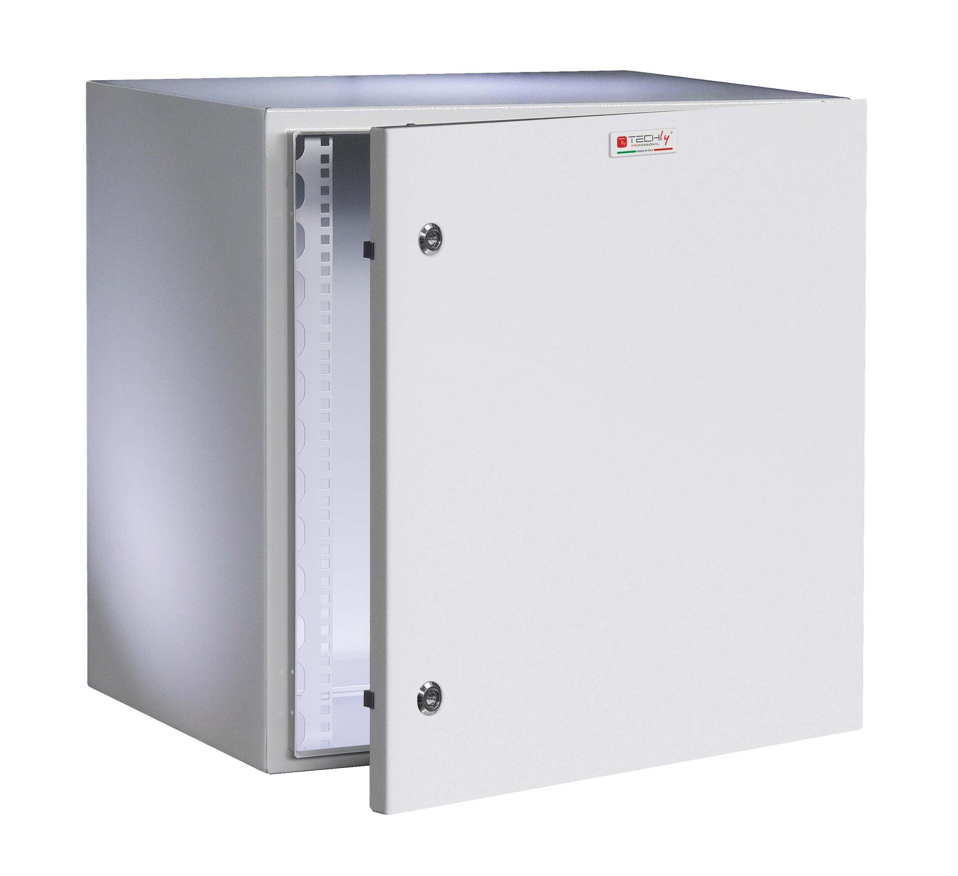 Armadio Rack 19'' a muro 10U grigio IP65 porta cieca prof. 400 mm