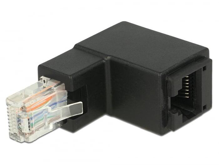 Adattatore RJ45 Maschio Femmina Cat.6 UTP Angolato verso l'alto a 90° Nero