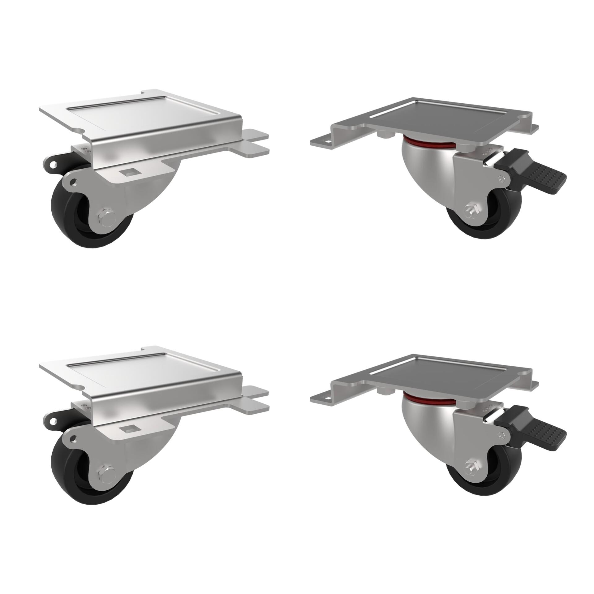 Kit 4 Ruote a 4 Punti di Fissaggio per Armadi Server Serie EV