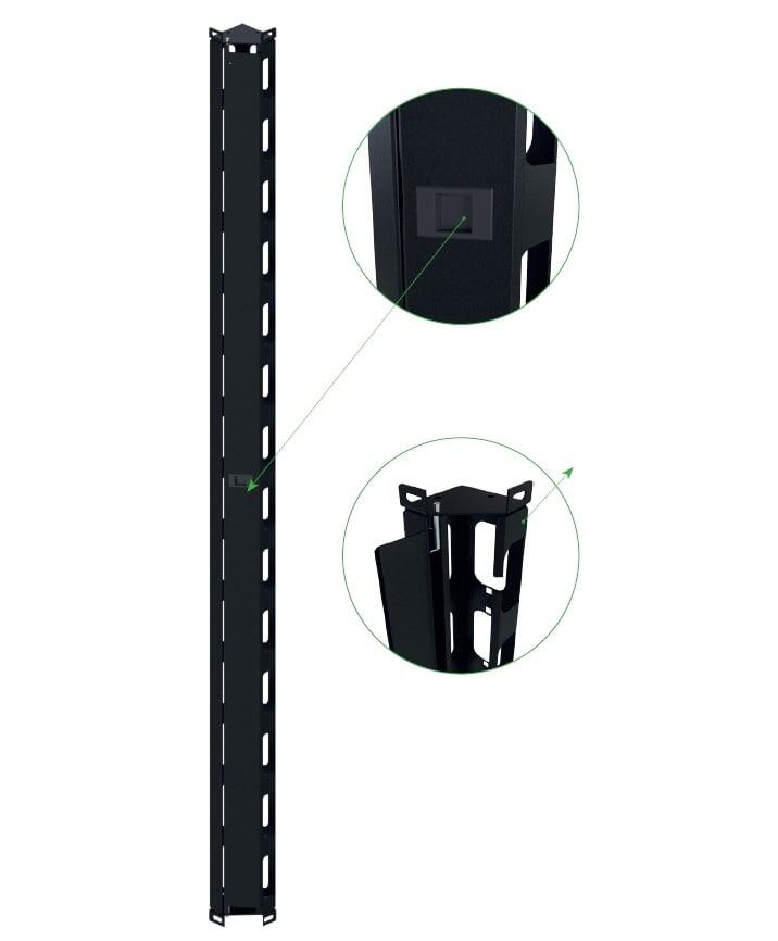 Coppia Canala Gestione Cavi Verticale 42U Nero