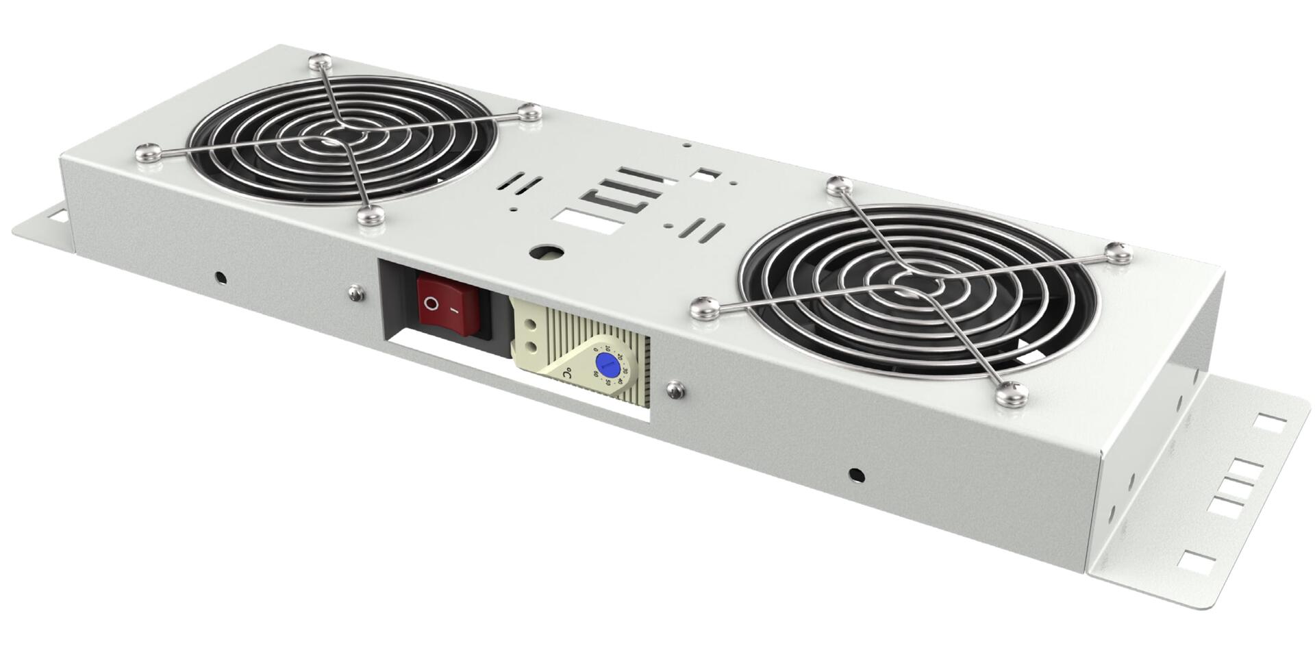 Kit di Ventilazione a Soffitto per Rack 19'' IP55 2 Ventole Grigio