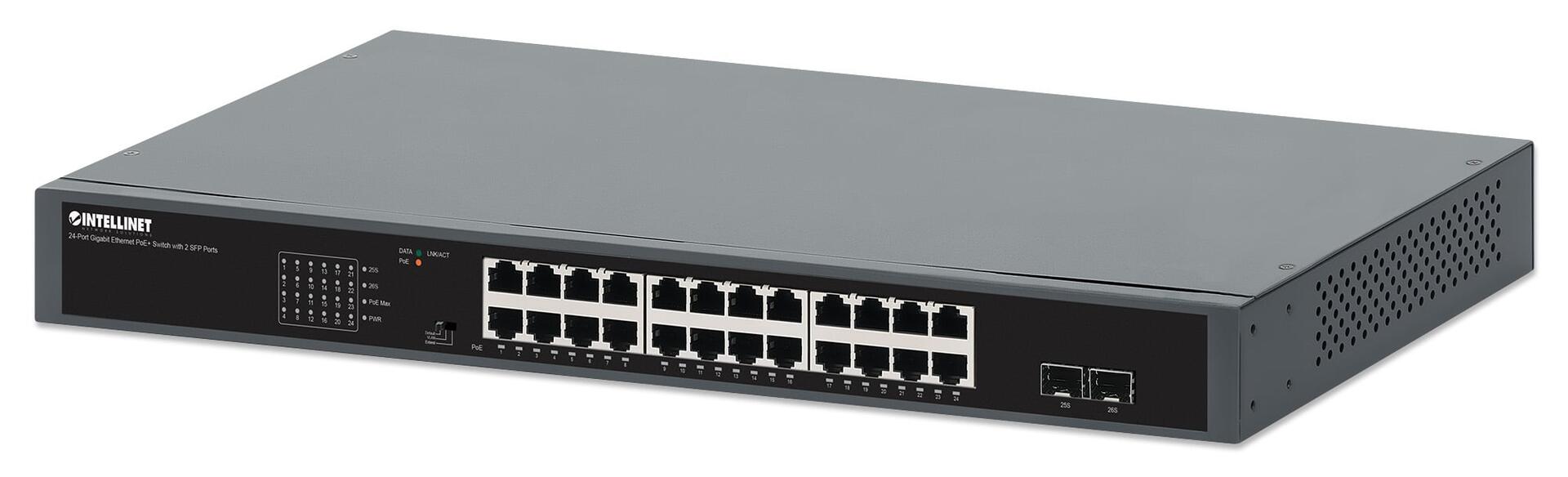 Gigabit Ethernet Switch 24-Porte PoE+ con 2 porte SFP
