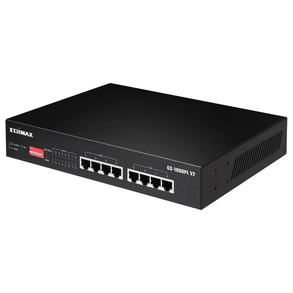 Switch PoE+ Gigabit Ethernet 8 Porte a Lungo Raggio con Switch DIP, GS-1008PL V2