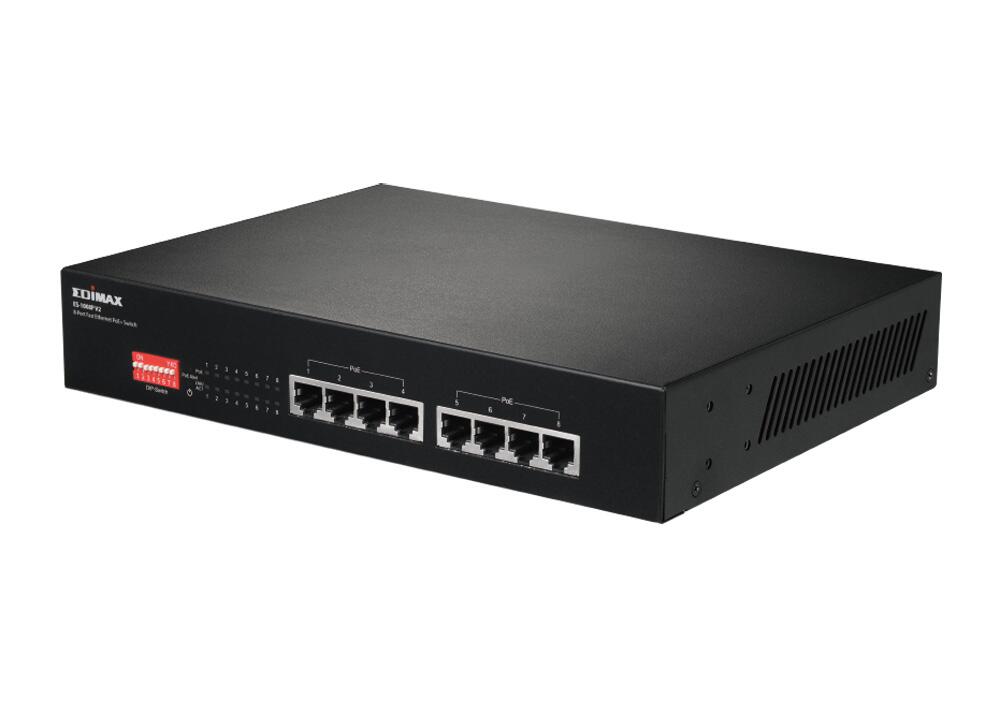 Switch Fast Ethernet 8 Porte a Lungo Raggio con 8 porte PoE+ e DIP Switch, ES-1008P V2