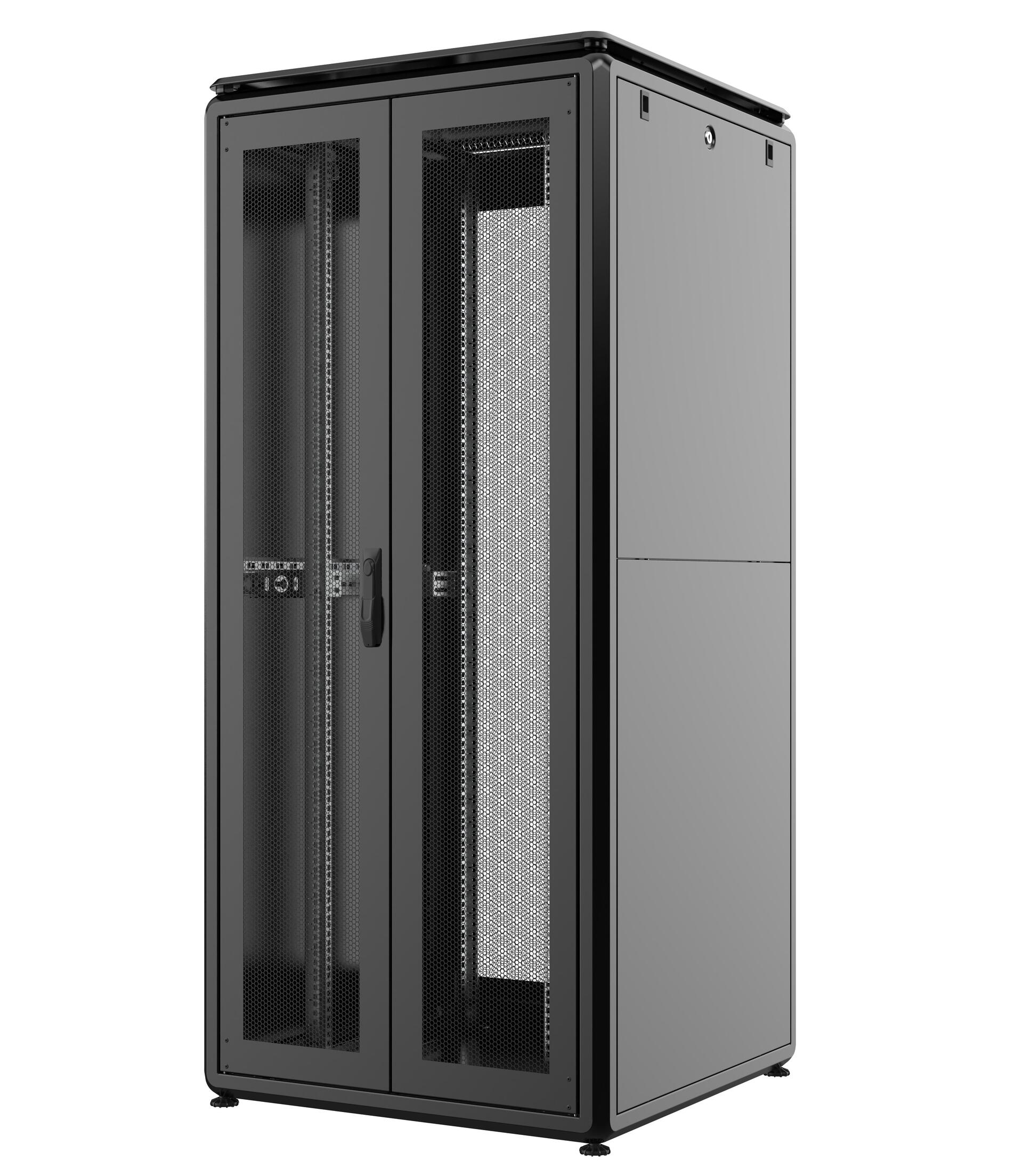 Armadio Server Rack 19'' 800x1000 42U Nero Porta Grigliata Doppio Battente serie Evolution Ventilato