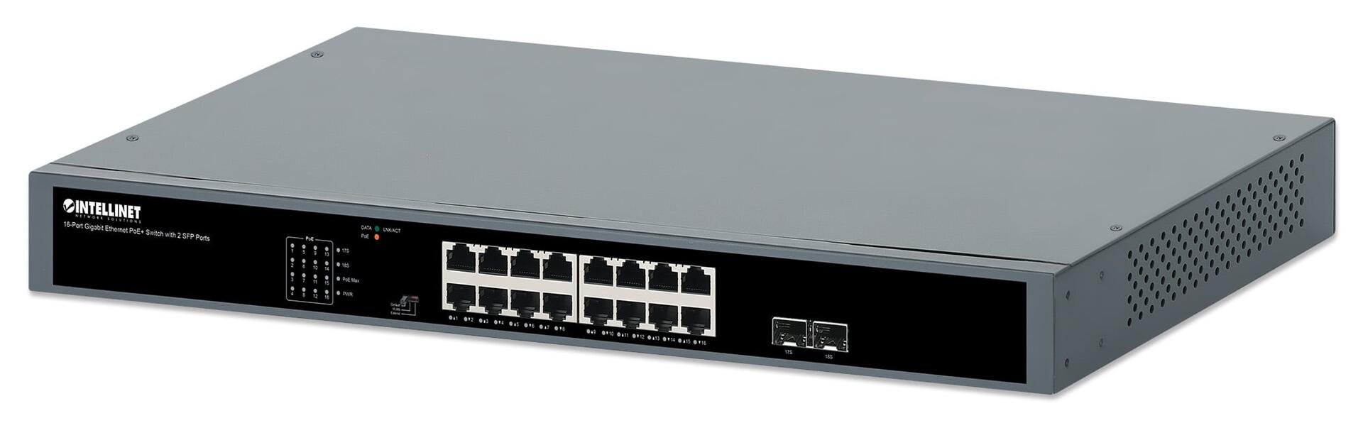 Gigabit Ethernet Switch PoE+ 16 porte con 2 porte SFP