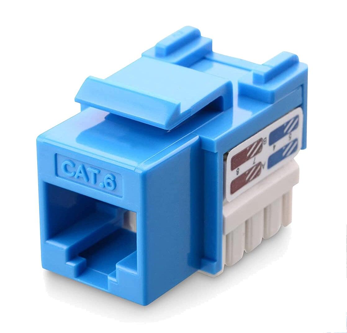 Frutto Keystone RJ45 Cat.6 UTP IDC 90° Blu