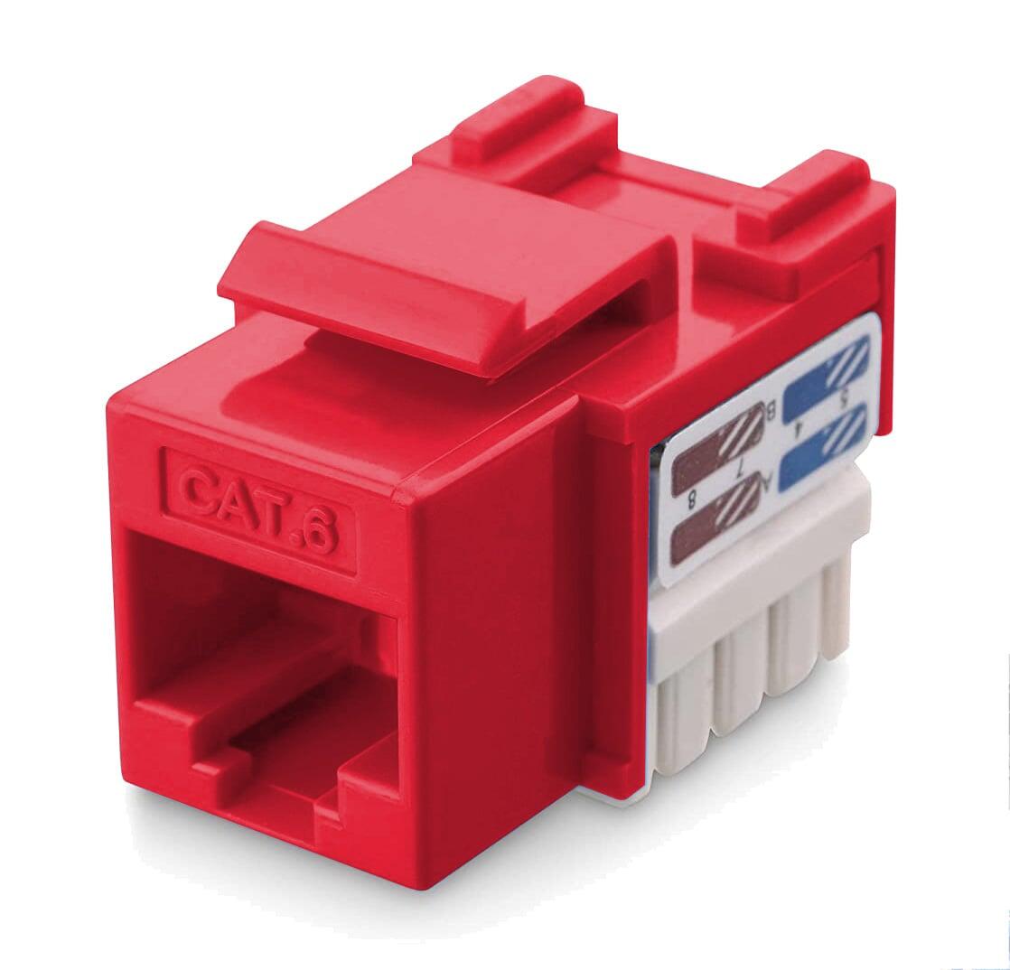 Frutto Keystone RJ45 Cat.6 UTP IDC 90° Rosso