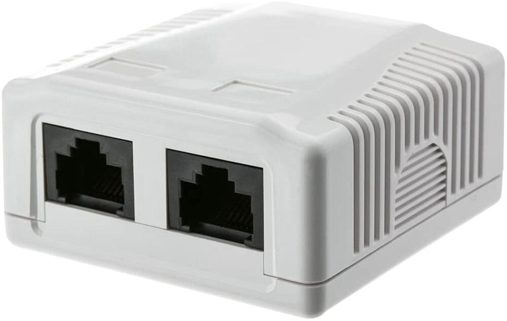 Presa a Muro con 2 Frutti RJ45 Cat.6 UTP Beige