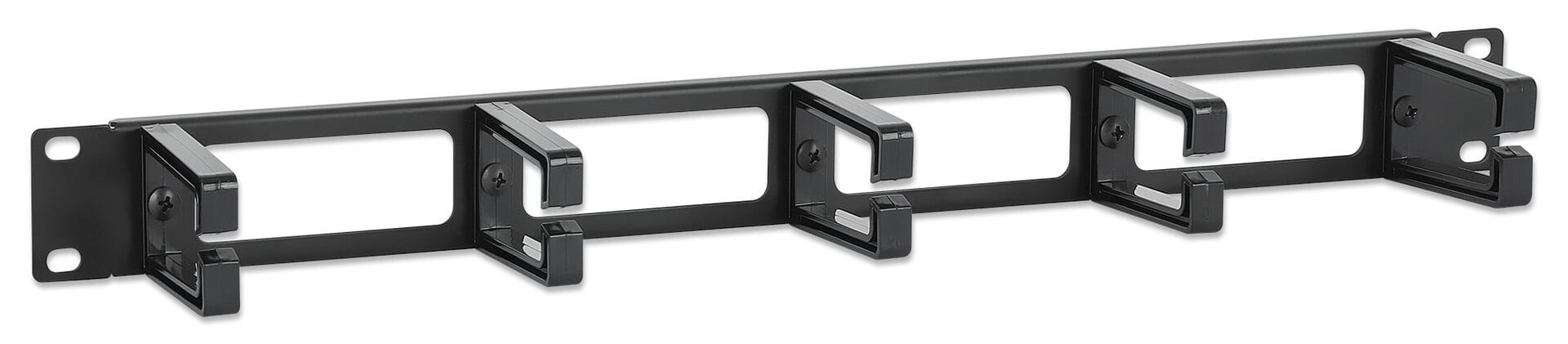 Pannello Passacavi 19'' 5 Anelli in Plastica 1U Nero