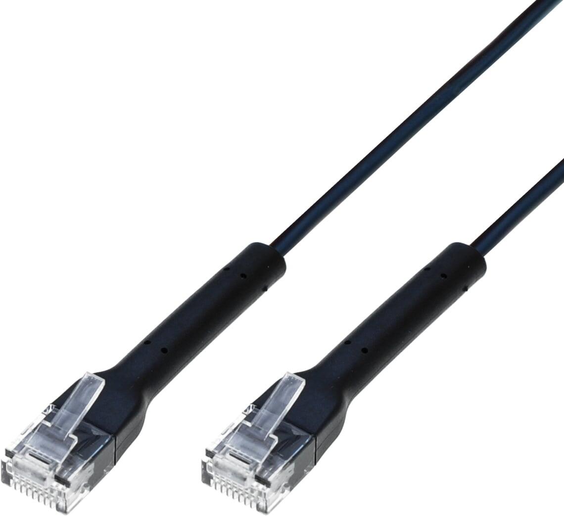 Cavo Slim Patch di Rete Pieghevole in Rame Cat.6A U/UTP 0,5m Nero
