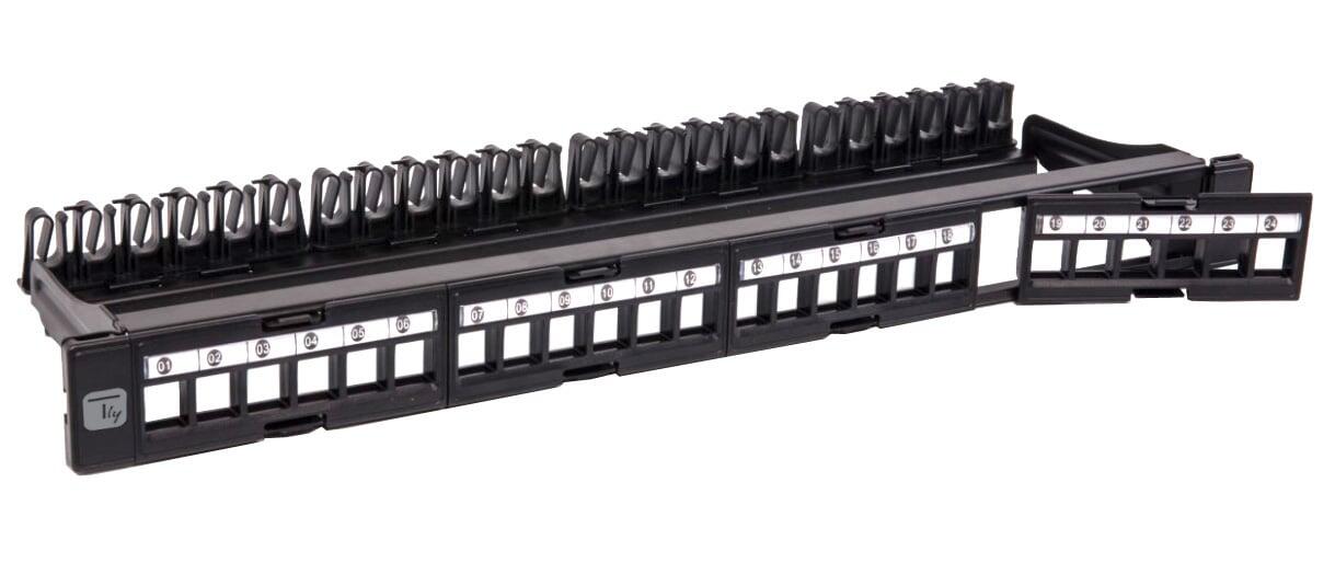 Pannello Patch Modulare 24 Posti UTP con Moduli Removibili 1 Unità Nero