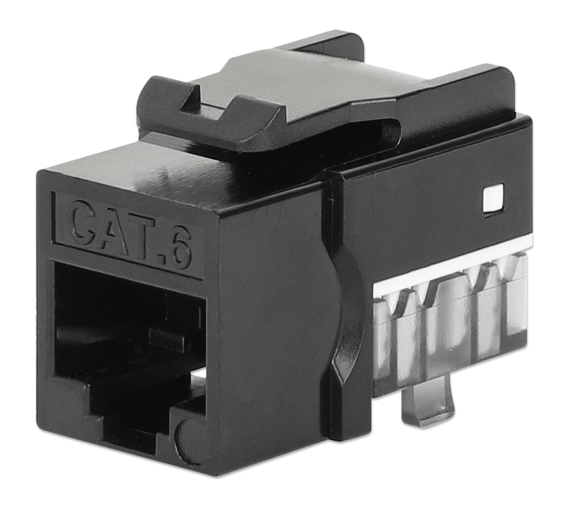 Frutto Keystone Slim Cat.6 per Cavo Rigido con Supporto Punch-Down 25 pz Nero