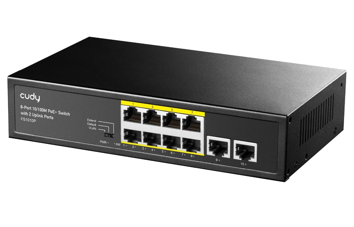 Switch PoE+ 10/100M a 8 Porte con 2 Porte Uplink, FS1010P
