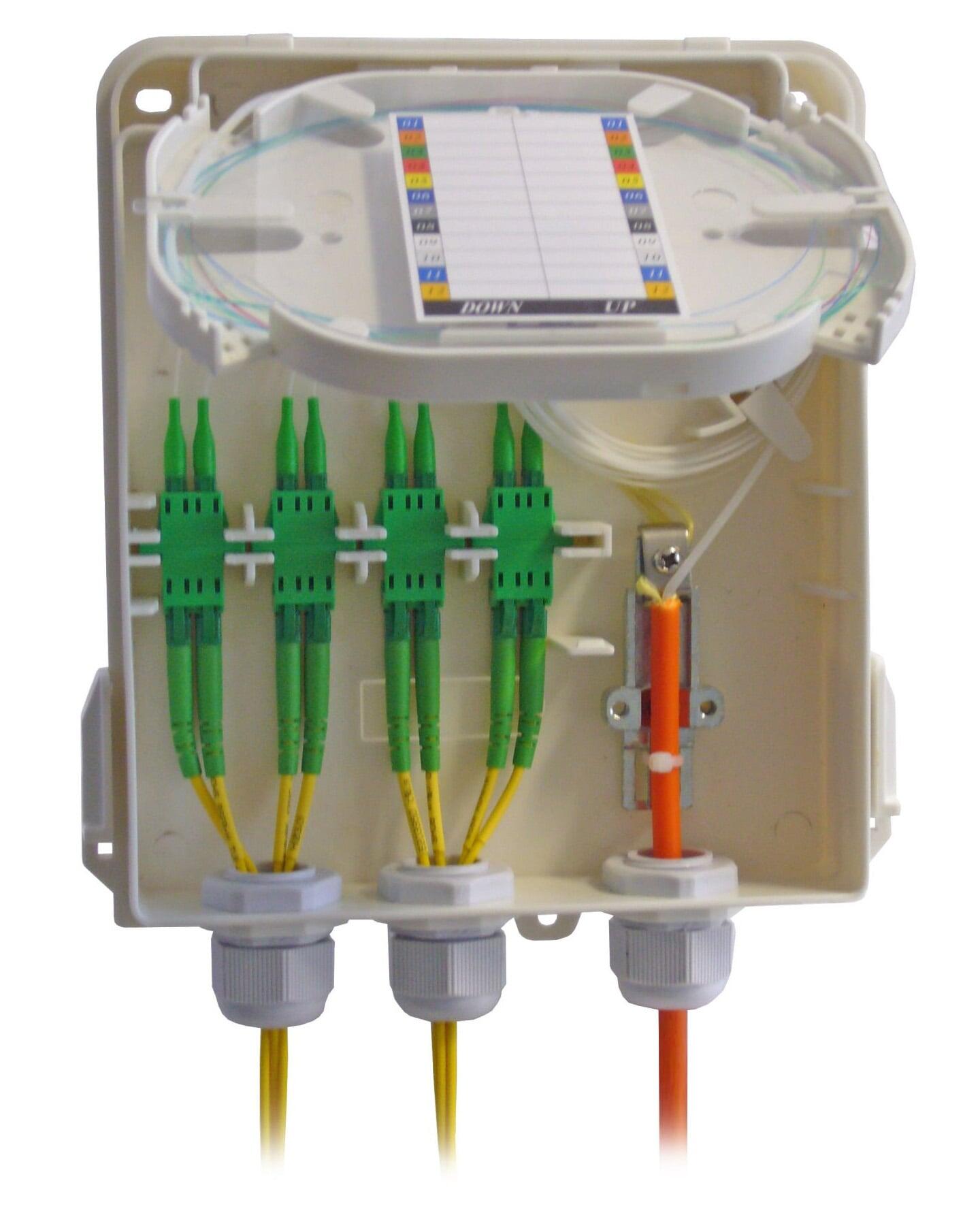 Scatola di Giunzione Fibra Ottica 8 Fibre IP54 per Applicazioni FTTX con Serratura