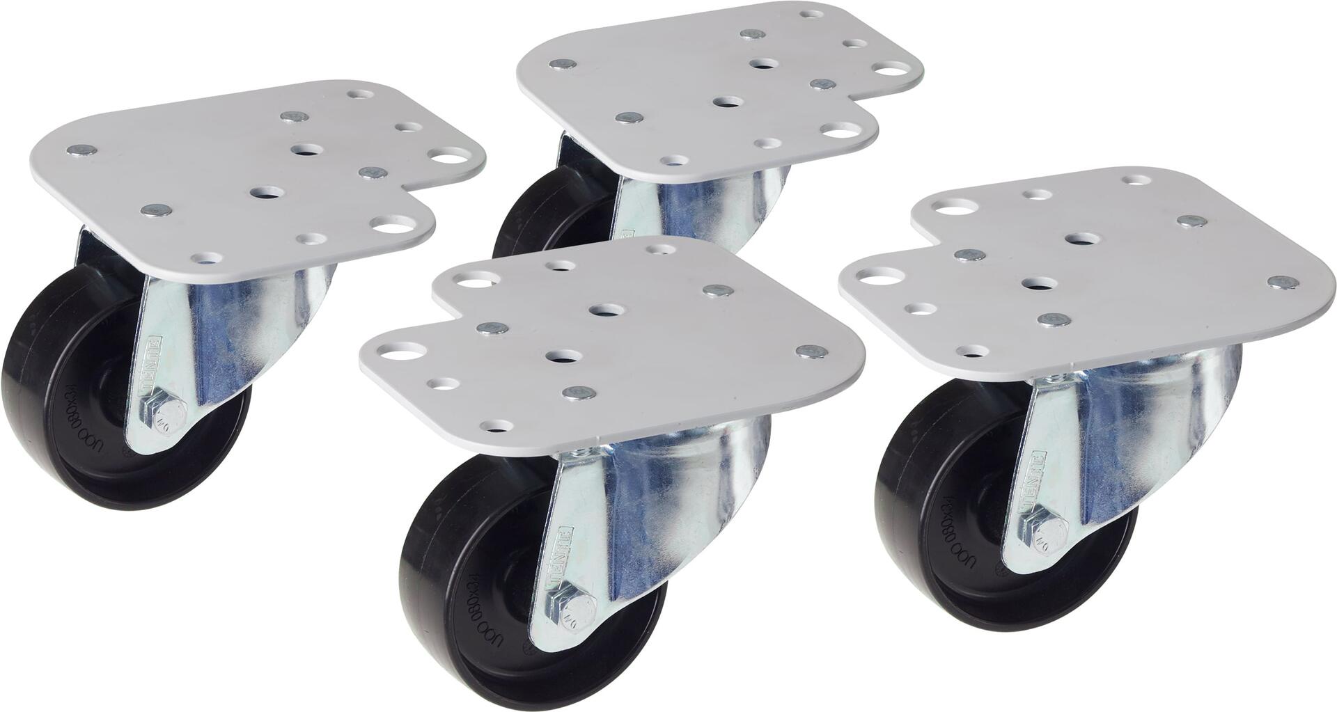 Kit 4 Ruote per Armadi con Piastre per Montaggio Simultaneo Piedini