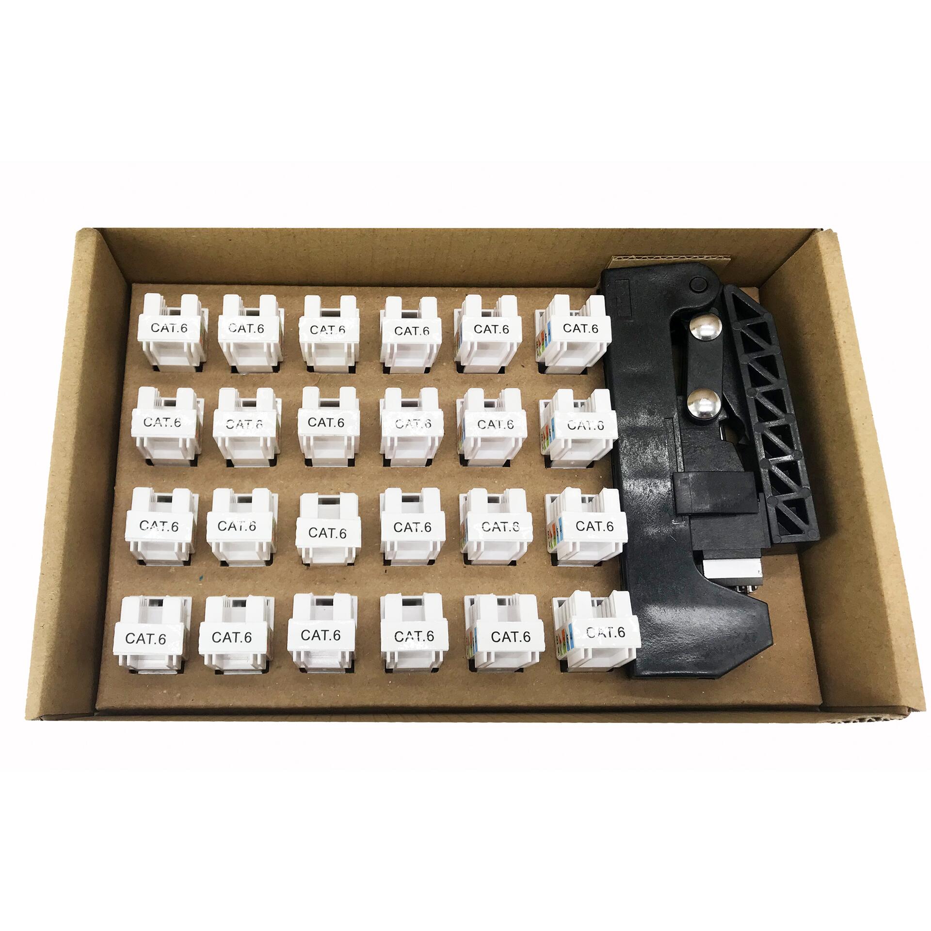 Kit 24 Frutti Cat.6A UTP 90° Keystone con Pinza Crimpatrice