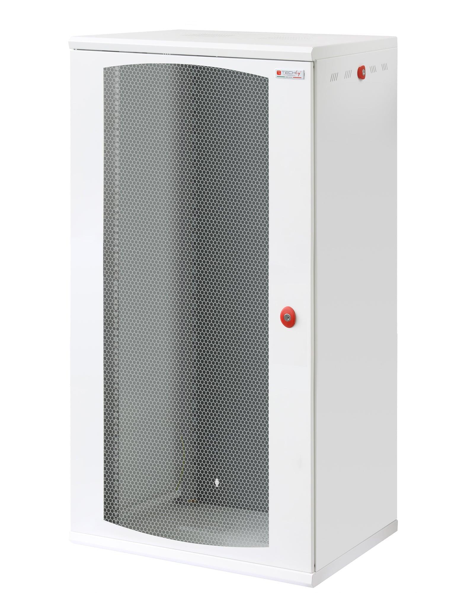 Armadio Rack 19'' a muro 22U sezione unica P 600mm Porta Grigliata Bianco