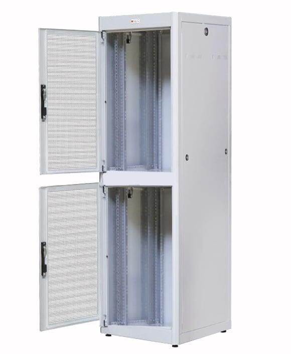 Armadio ETSI 21'' a 2 Sezioni 47 unità prof. 600 Porte Grigliate Grigio