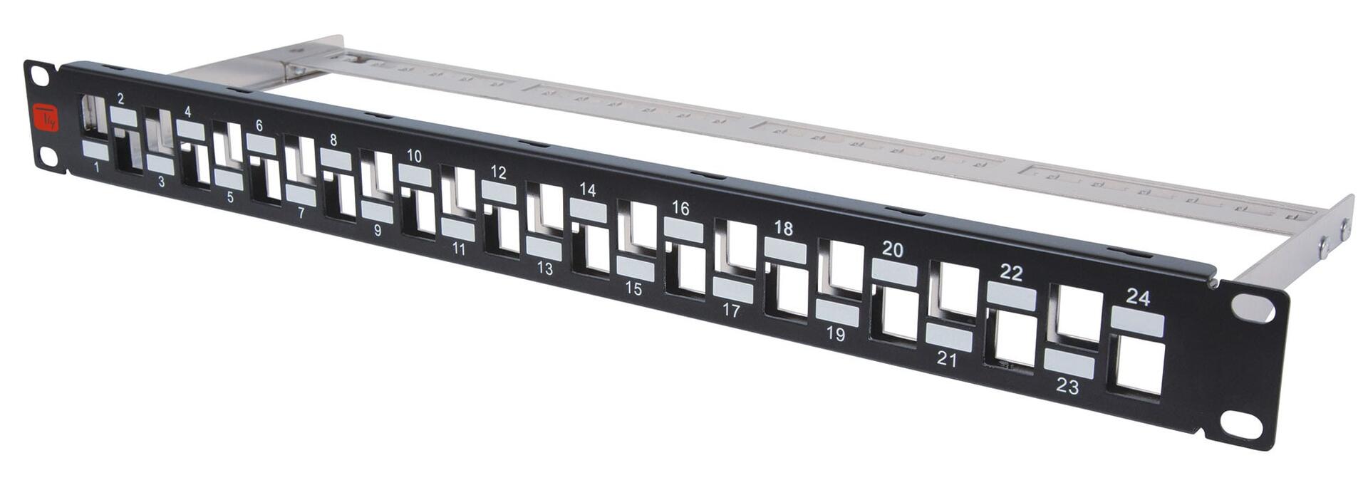 Pannello Patch Slim 1HE 24 Posti  Keystone Senza Frutti Nero
