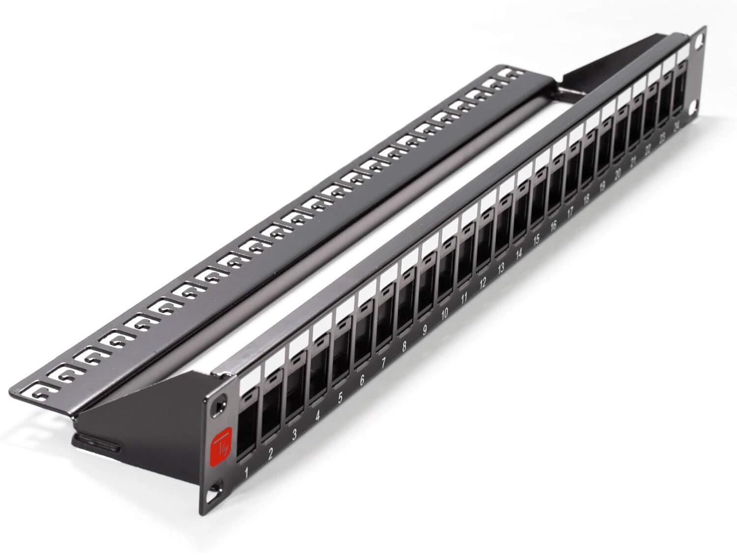Pannello Patch Modulare Senza Frutti 24 Posti 1U Nero