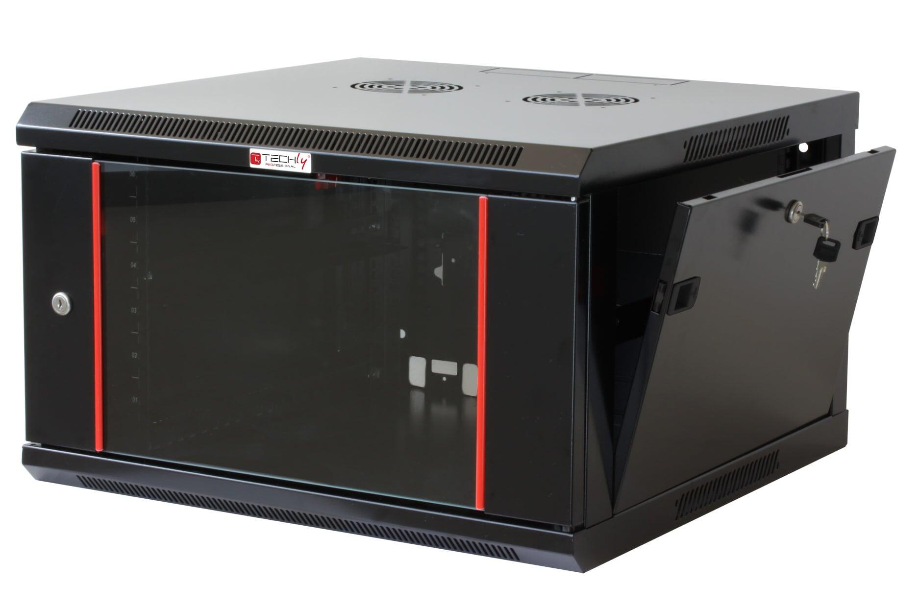 Armadio Rack 19'' a muro 6 unità sezione unica prof. 450mm Nero