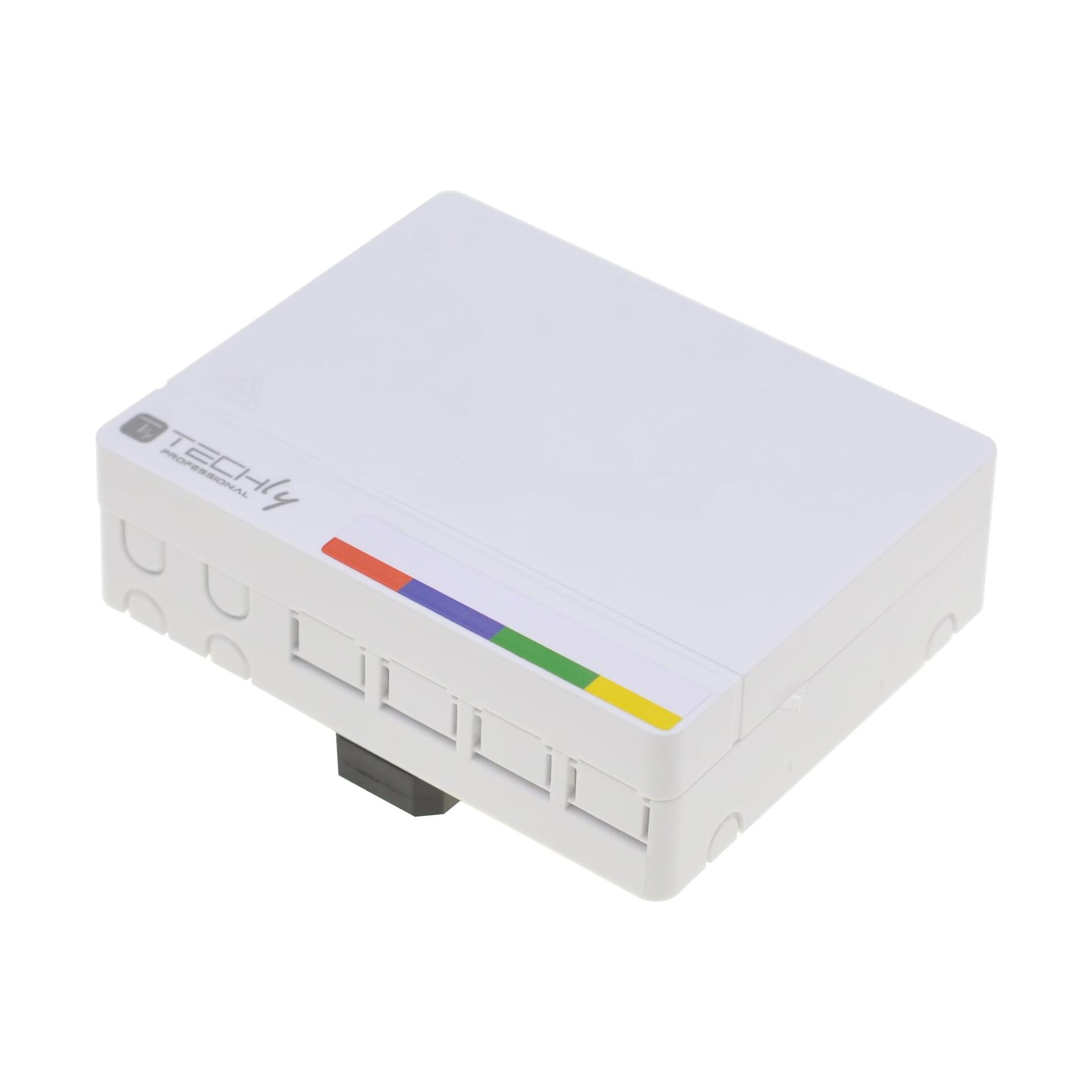 Scatola di Terminazione Ottica di Appartamento (STOA) FTTH per 4 fibre 4 adattatori su guida DIN