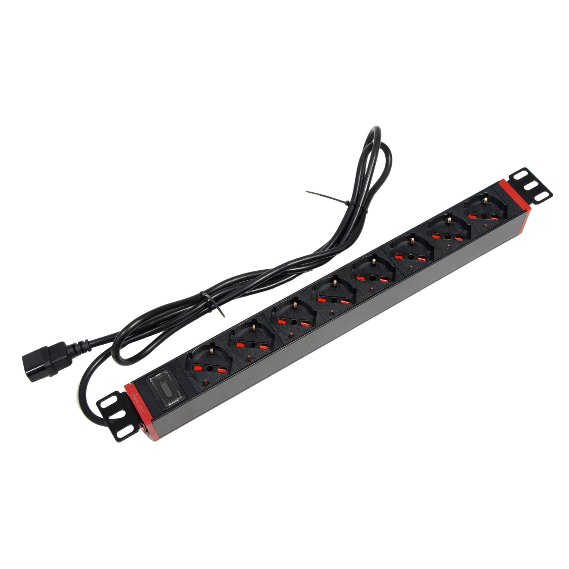 Multipresa 8 Posti da Rack 19'' con Staffe Ruotabili a 360° VDE 10A