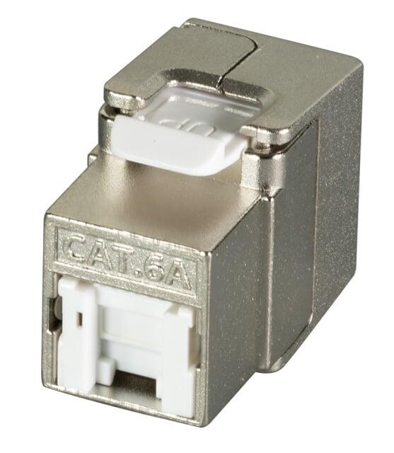 Frutto Keystone RJ45 Cat.6A 10Gigabit FTP 180° Toolless con Otturatore