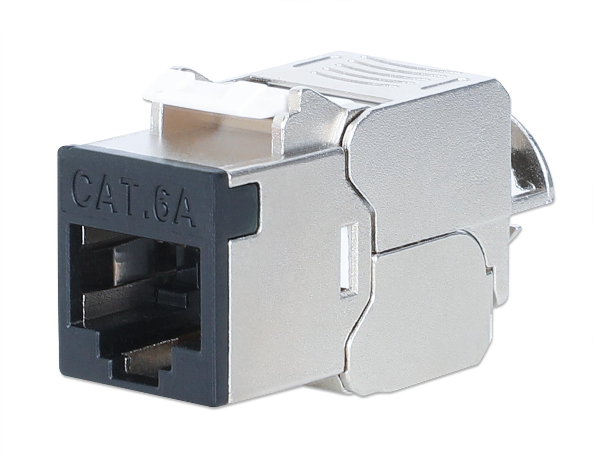 Frutto Keystone RJ45 Cat.6A 10G Slim STP Toolless Nero