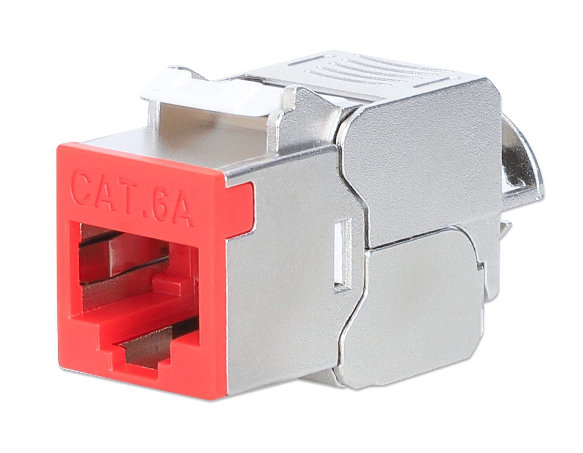 Frutto Keystone RJ45 Cat.6A 10G Slim STP Toolless Rosso
