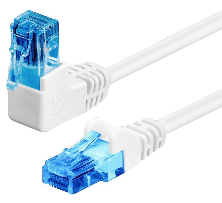 Cavo di rete Patch Connettore Angolato 90° CCA Cat.6A UTP 0,25m Bianco