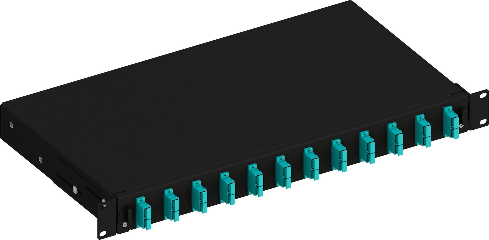 Cassetto Ottico 19'' Scorrevole con 12 Bussole SC Duplex Multimodale OM3 Nero