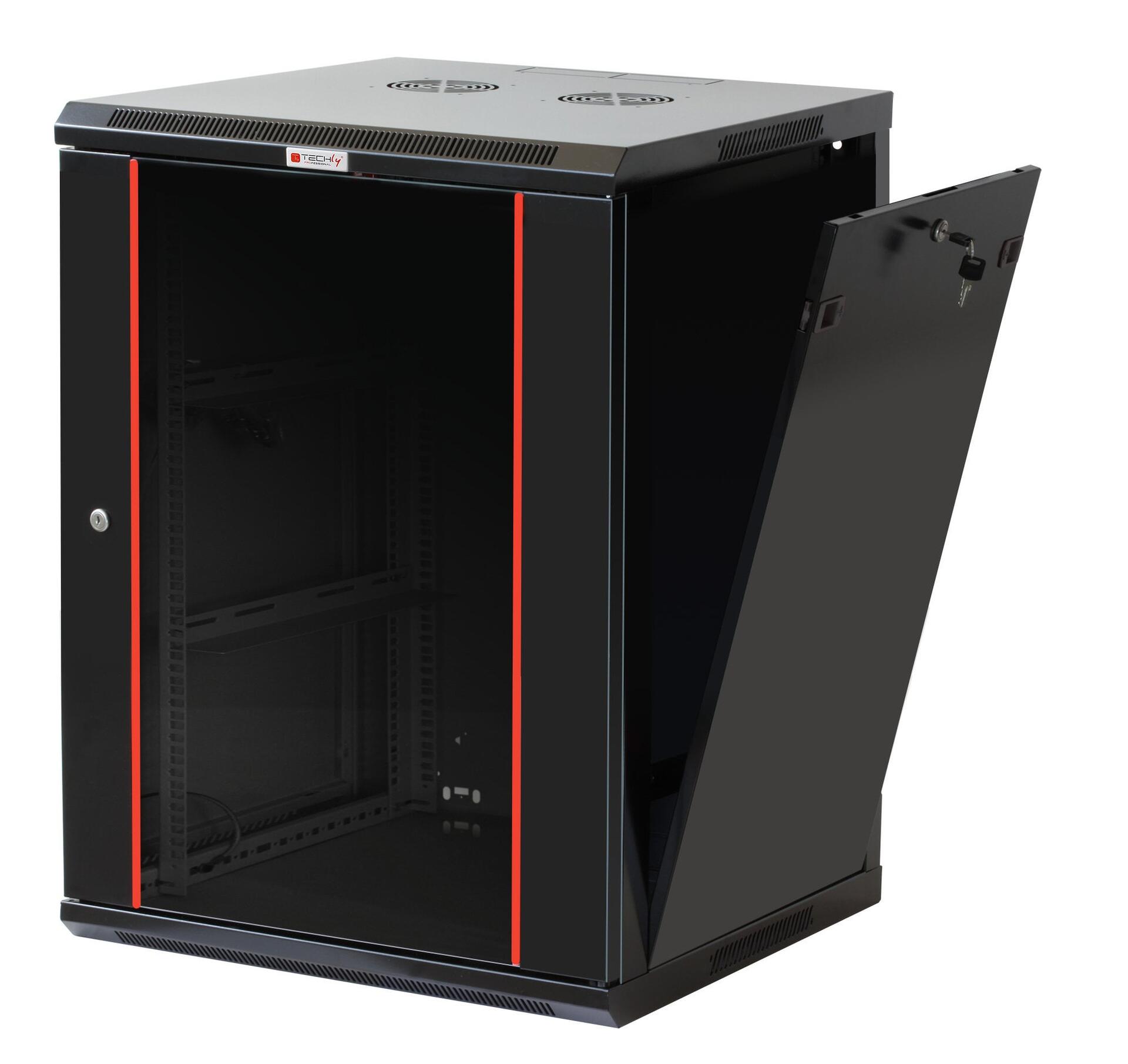 Armadio Rack 19'' a muro 15 unità sezione unica prof. 450 mm Nero