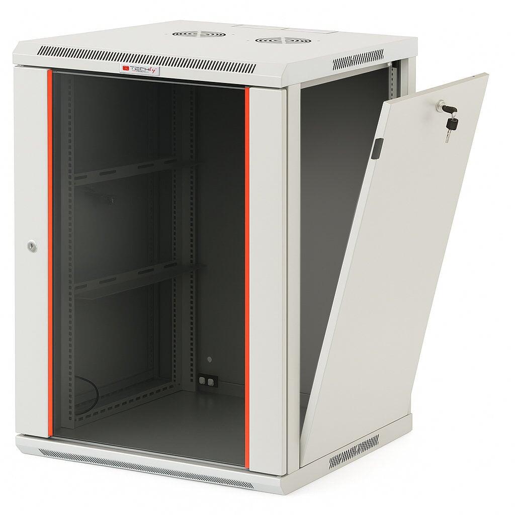 Armadio Rack 19'' a muro 15 unità sezione unica prof. 450mm Grigio